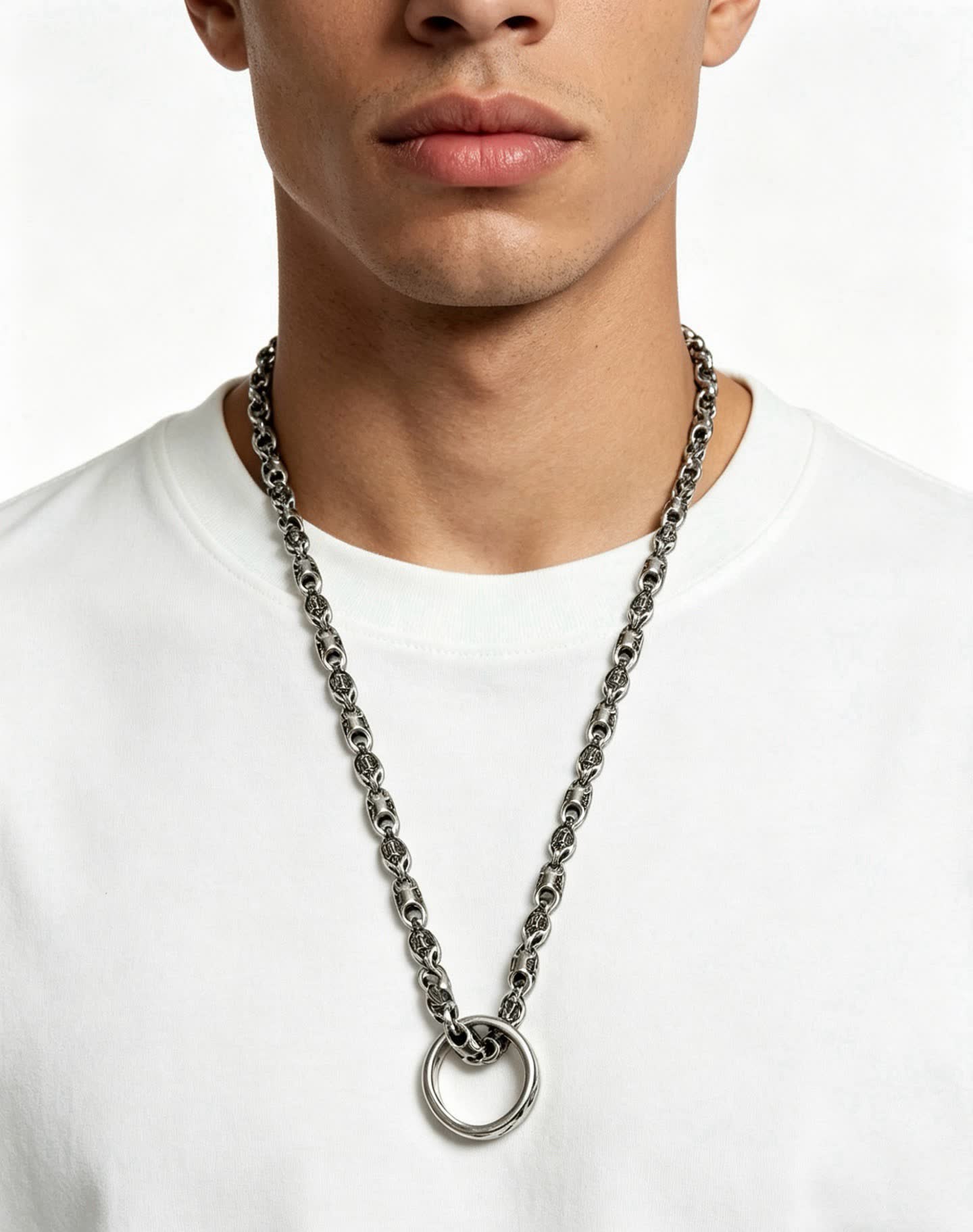 Louis Vuitton Silver Chain Necklace with Logo